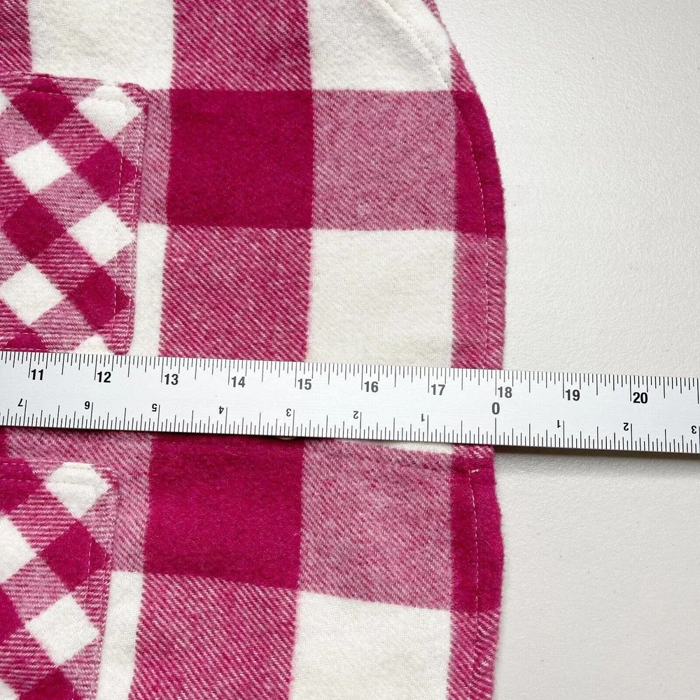 Zara Plaid Overshirt Jacket Girls 4-5 Years‎ Pink White Flannel Button Down Wool